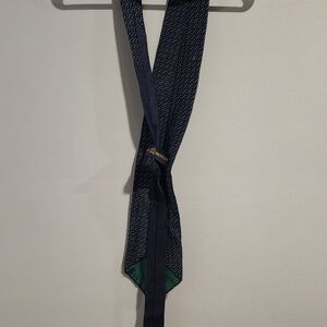 Tommy Hilfiger Blue and Green Patterned 100% Silk Tie